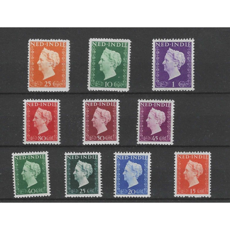 Ned. Indie  337-346 Koningin Wilhelmina MNH/postfris  CV 120 €