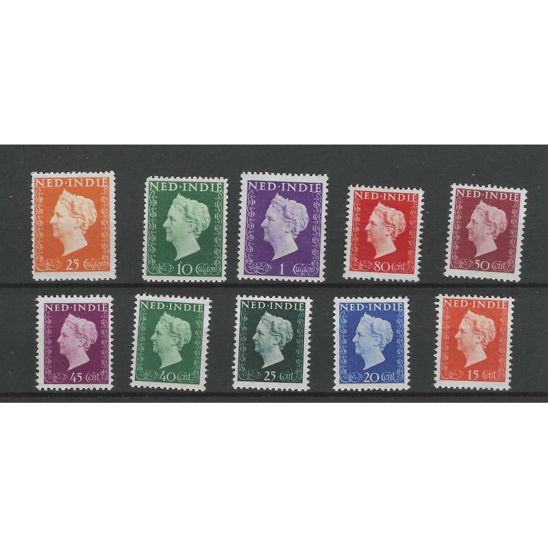 Ned. Indie  337-346 Koningin Wilhelmina MNH/postfris  CV 120 €