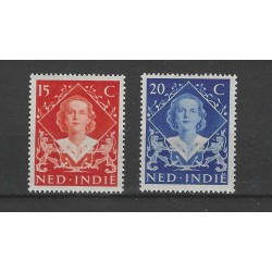 Ned. Indie  349-350 Koningin Wilhelmina MNH/postfris  CV 1 €