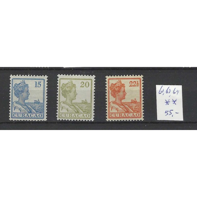 Curacao 61, 63, 64 Wilhelmina  MNH/postfris  CV 55 €  PRACHT  !!