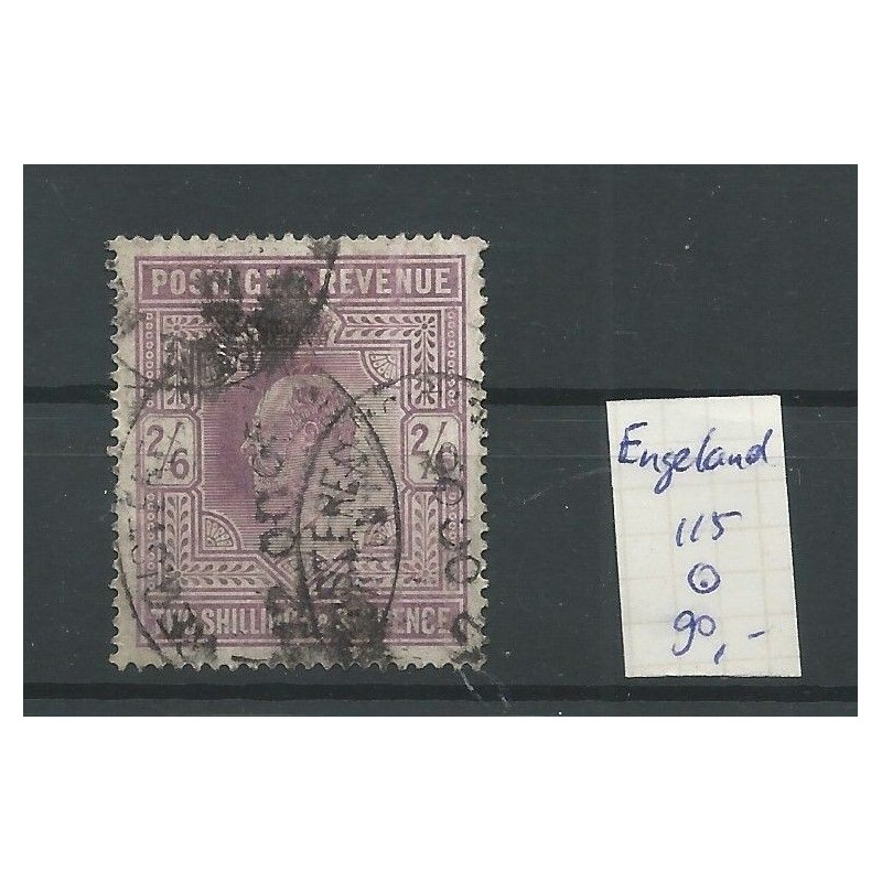 Engeland  nr 115 King Edward VII 1902 VFU/gebr  CV 90 €