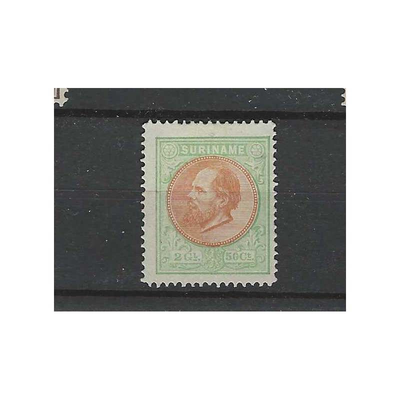 Suriname 15B Willem III 1873  MH/ongebr CV 95 €