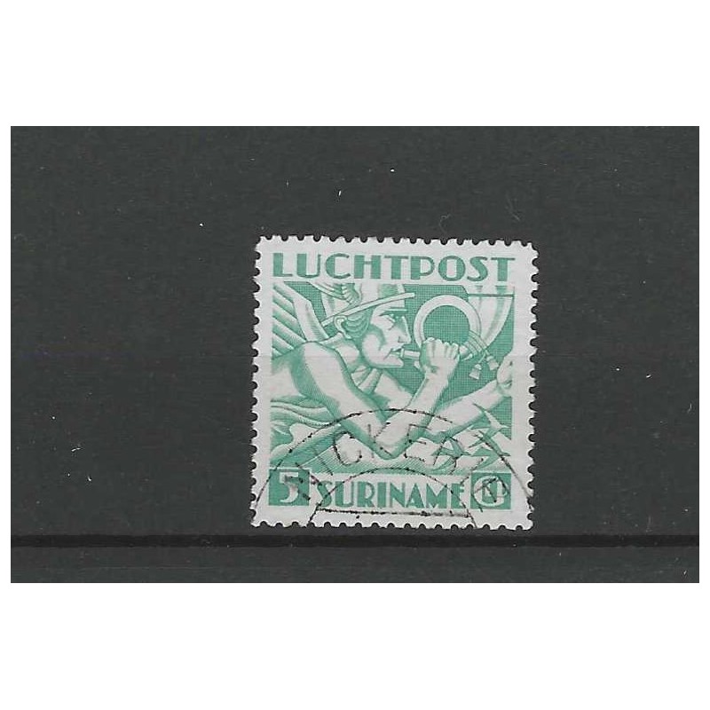 Suriname LP18 Luchpost 5Gld "NICKERIE"stempel VFU/gebr CV 425 €