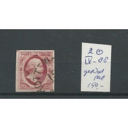 Netherlands  2 plt IV-88 with geribd papier VFU/used  CV  150+ €