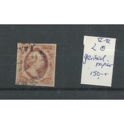 Netherlands  2 plt V-32 with geribd papier VFU/used  CV  150+ €