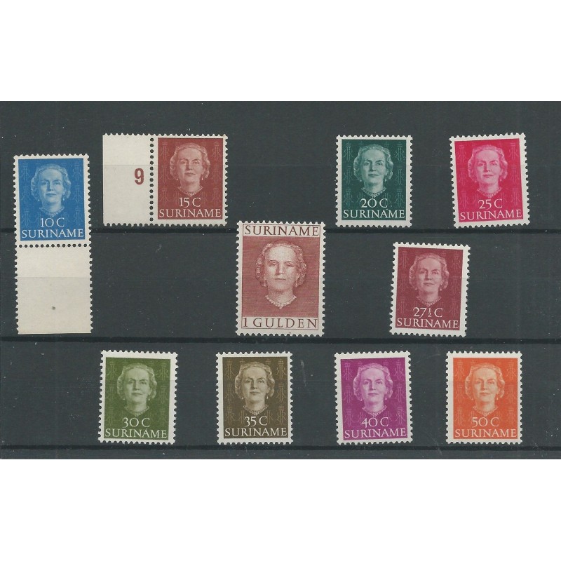 Suriname 285-294 Wilhelmina MNH  CV  55 €