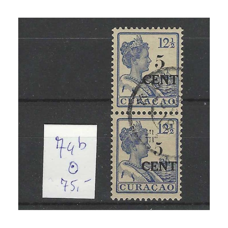 Curacao 74b Hulpuitgifte type I en II  VFU/gebr CV 75 €