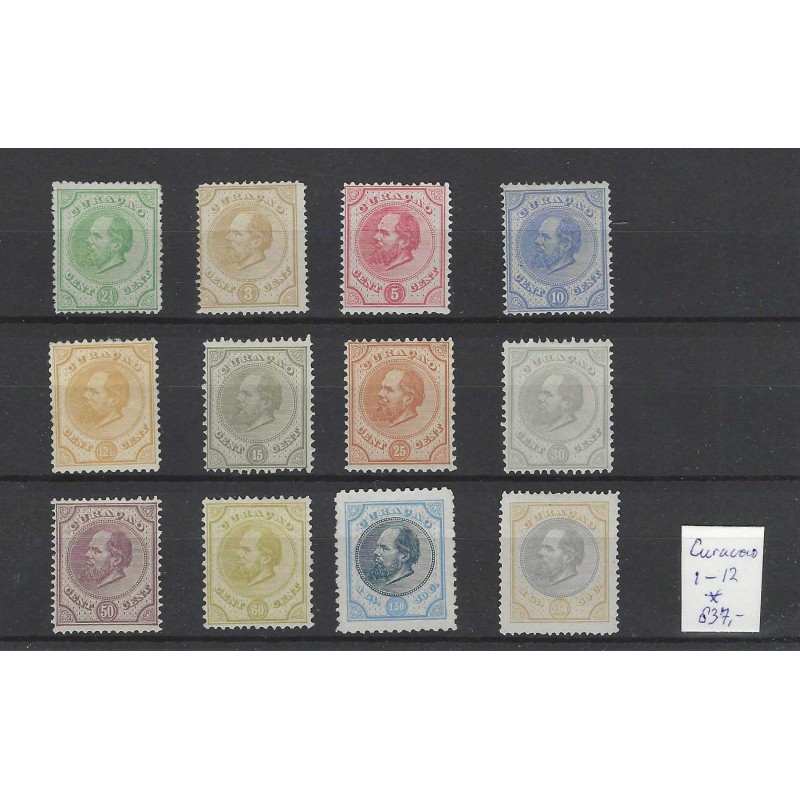 Curacao  1-12 Willem III 1873 set  MH/ongebr CV 837 €Pracht !!