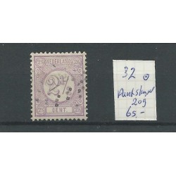 Netherlands  32 with NUMERAL DOT CANCEL 209   VFU/used CV  65 €