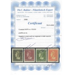 Curacao 178-181 Wilhelmina  MNH/postfris CV 415 €  Certificaat  !!