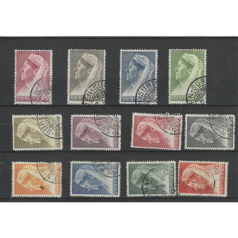 Suriname 167-178 Wilhelmina  VFU/gebr  CV 45  €