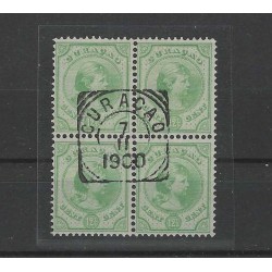 Curaçao 20  Wilhelmina block of 4 VFU/used CV 60+ €