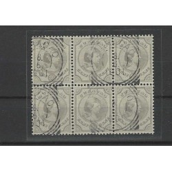 Curaçao 23  Wilhelmina block of 6 VFU/used CV 80+ €