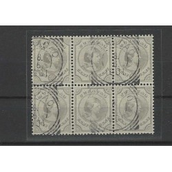 Curacao 23  Wilhelmina blokje van 6 VFU/gebr CV 80+ €