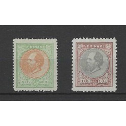 Suriname 1-15 Willem III 1873 set MH/ongebr CV 900 €