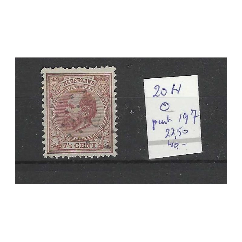 Netherlands 20H Willem III 1872 with numeral dot cancel 197  VFU/used CV 62,5 €