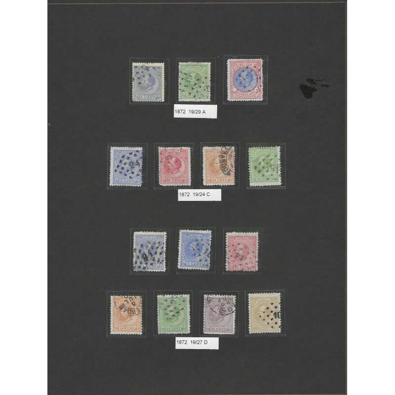 Netherlands 19-29 Willem III 1872  tandingscolectie VFU/used CV 2600 €