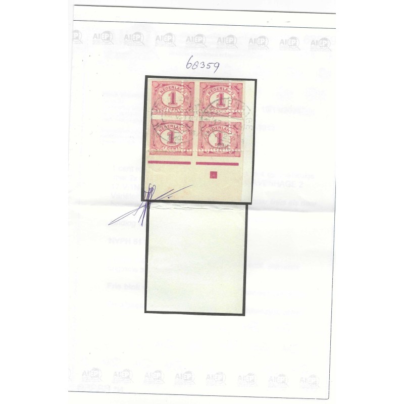 Netherlands 51 Numeral  TANDINGSVARIATIE  VFU/used CV ??? €  Certificate