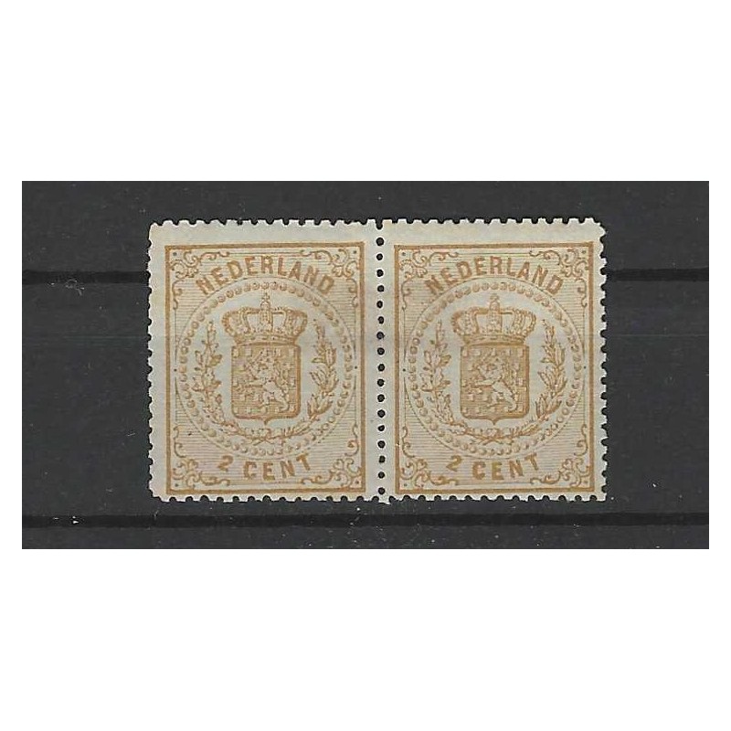 Netherlands 17A pair Arms 1869 MH/unused CV 200+ € certificate !!