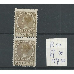 Netherlands R30 pair Two-sided Syncopated perforation MH/unused  CV 157,5 €