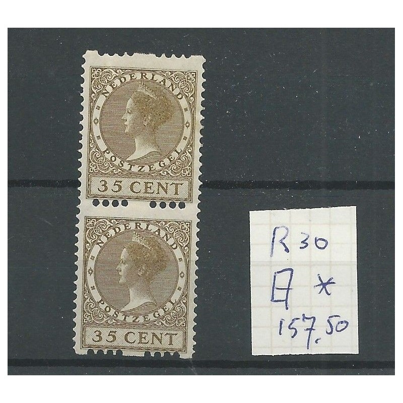 Nederland R30 paartje Tweezijdige Roltanding MH/ongebr  CV 157,5 €
