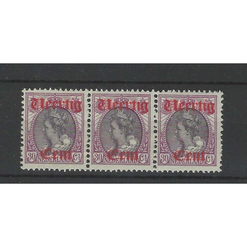 Nederland 102/102P/102 in strip van 3 MNH/postfris  CV 560 € attest !!