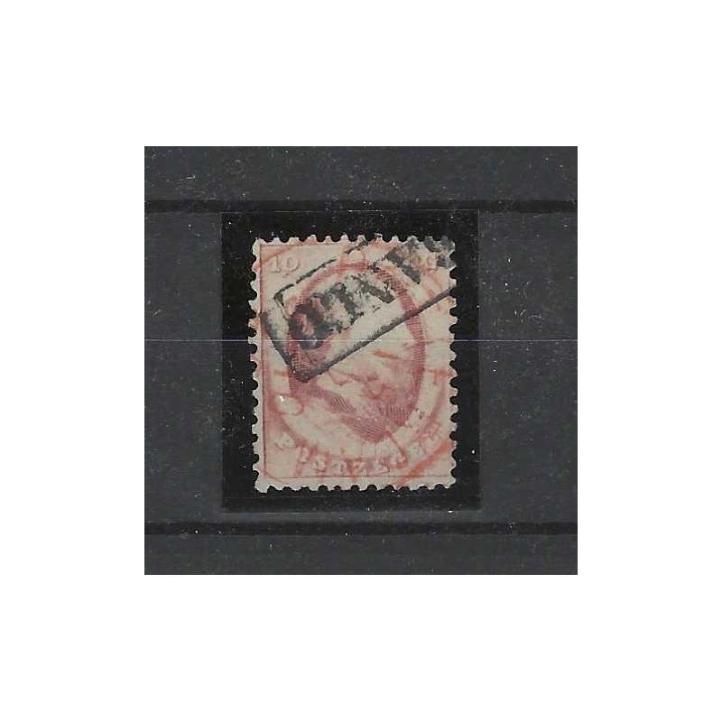 Nederland 5  Willem III 1864 "ROTTERDAM" grotesk in rood CV 100+ €