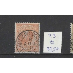Netherlands 23 Willem III 1872 with "ROTTERD:GOUD:S1890" small round cancel CV 38 €