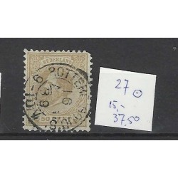 Netherlands 27 Willem III 1872 with "ROTTERD:GOUD:S 1889" small round cancel CV 53 €