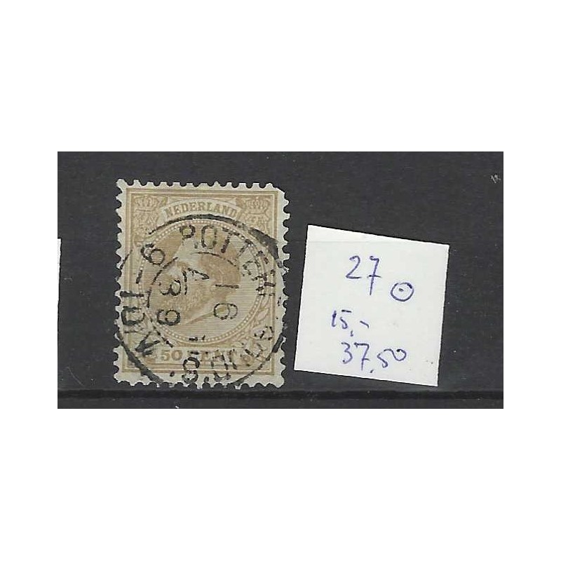 Nederland 27 Willem III 1872 met "ROTTERD:GOUD:S 1889" kleinrond CV 53 €