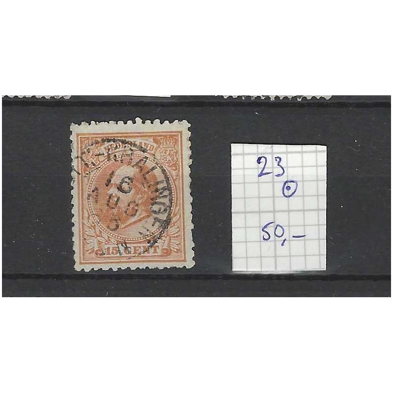 Nederland 23 Willem III 1872 met "ROTT:-KRALINGEN1883" kleinrond CV 50 €