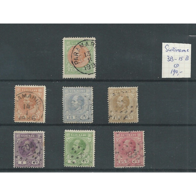 Suriname 3B-15B  Willem III 1873  VFU/used  CV 190 €