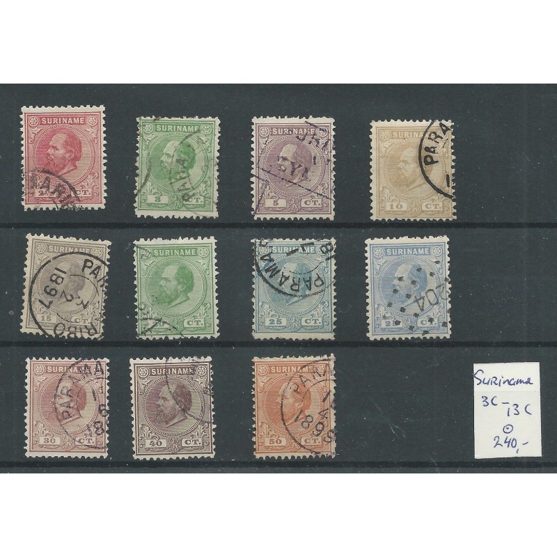 Suriname 3C-13C  Willem III 1873  VFU/gebr  CV 240 €
