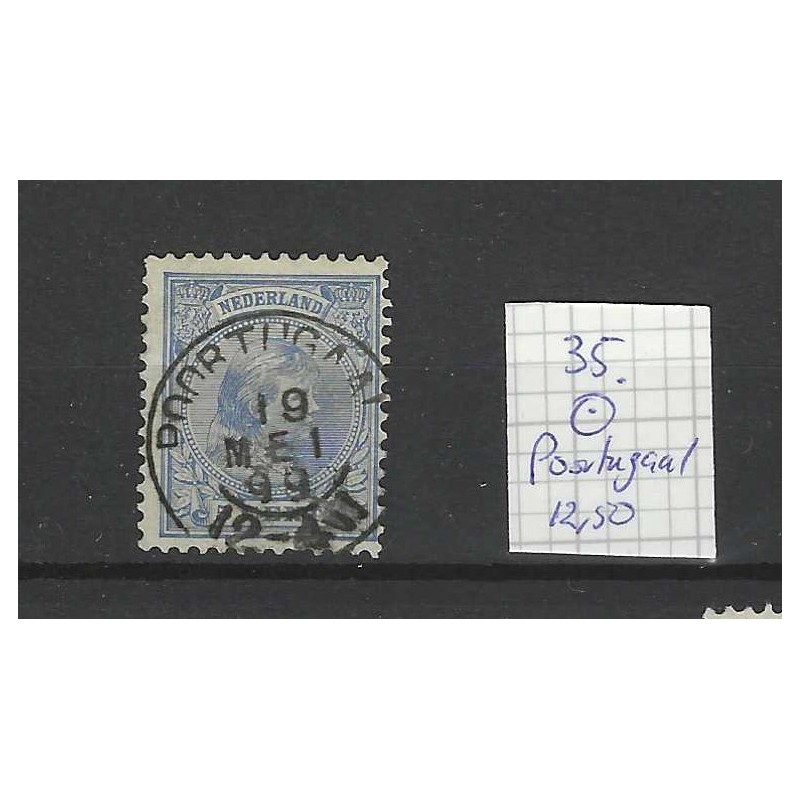 Nederland  35 Wilhelmina "POORTUGAAL 1899" kleinrond VFU/gebr CV 12,50 €