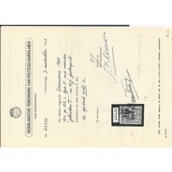 Suriname 29f  Provisional issue Broken T  VFU/used  CV  35 € certificate