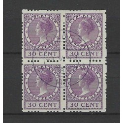 Netherlands R53c Four-sided syncopated perforation block of 4 VFU/used  CV 700 €