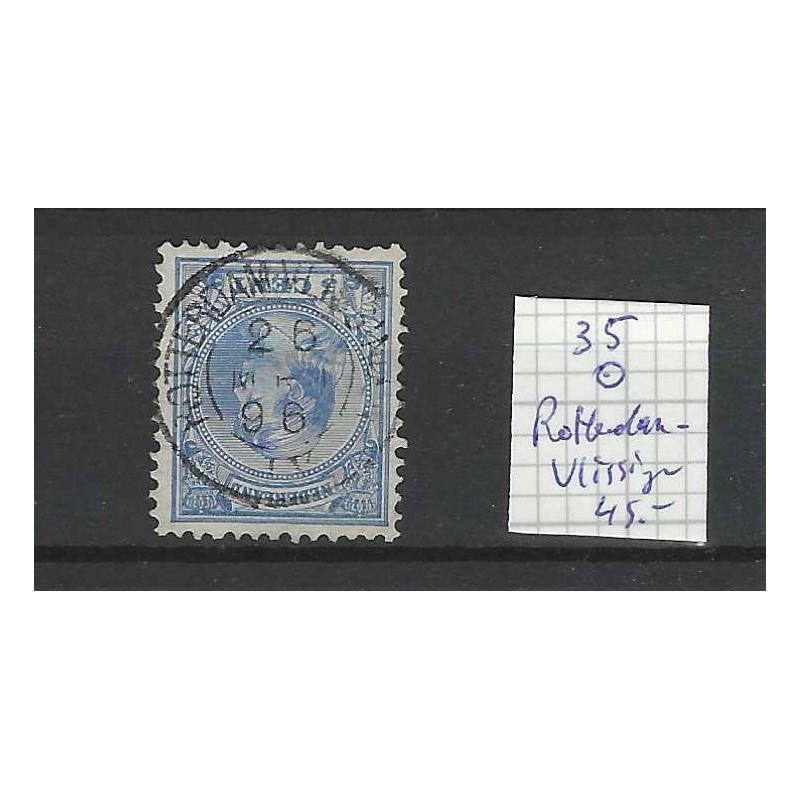 Nederland  35 Wilhelmina "ROTTERDAM-VLISSINGEN1896" kleinrond VFU/gebr CV 46 €