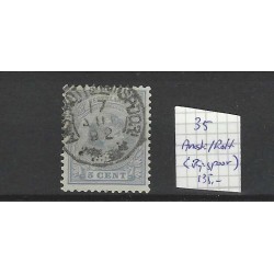 Nederland  35 Wilhelmina "AMST:ROTT:(RIJNSPOOR) 1892" kleinrond VFU/gebr CV 135 €