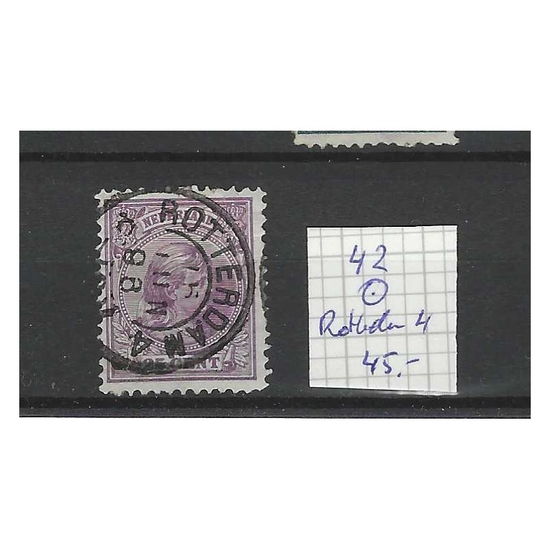 Nederland 42 Wilhelmina "ROTTERDAM-4 1896" kleinrond VFU/gebr CV 50+ €