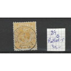 Netherlands 34 Wilhelmina "ROTTERDAM-5 1896" small round cancel VFU/used CV 35+ €