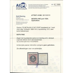Nederland P66F KOP-staande opdruk  VFU/gebr CV  450 € Certificaat Vleeming