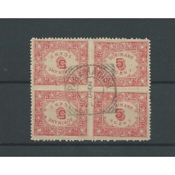 Suriname 58a  TETE-BECHE block of 4 VFU/used  CV 350++€