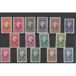 Suriname 229-243 Wilhelmina MH/unused  CV 300 €
