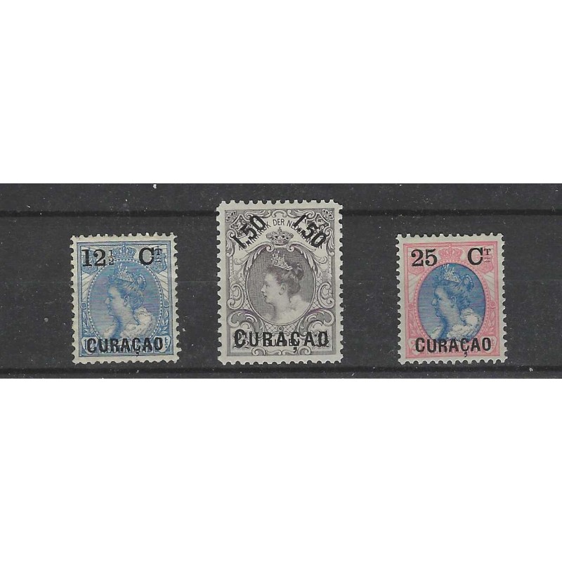 Curacao 26-28 Overdruk in Zwart MH/ongebr CV 65 € Curacao 26-28 Overdruk in Zwart MH/ongebr CV 65 €