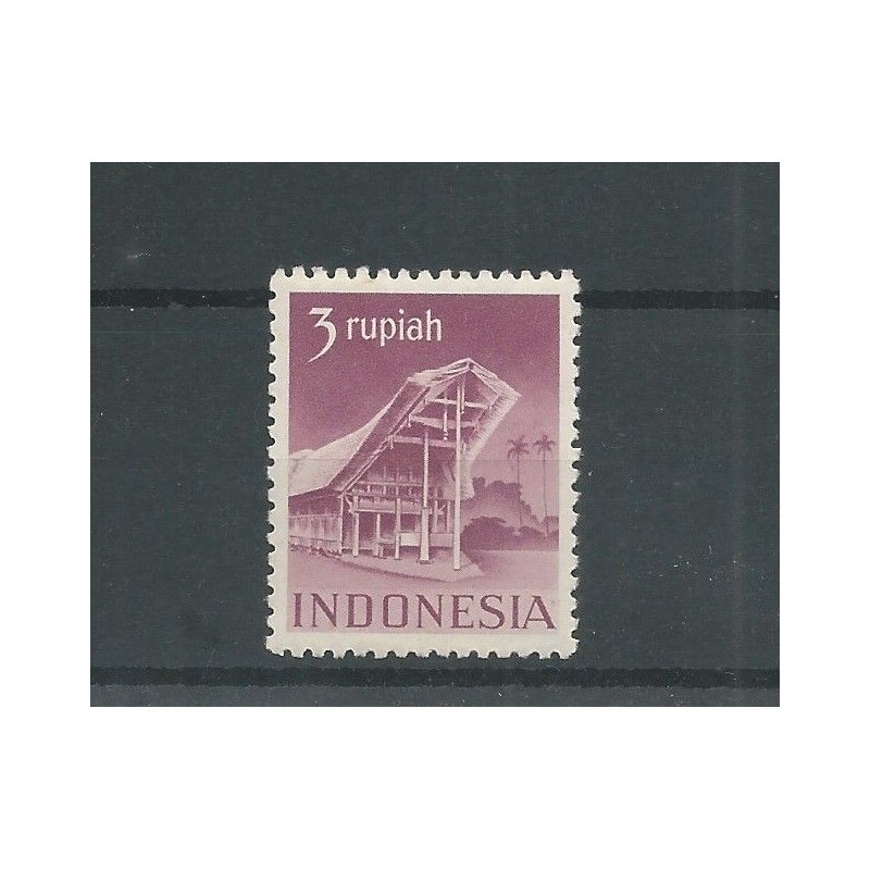 Ned. Indie 385B Gebouwen 3 Rupiah  MNH/postfris  CV  118 €