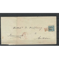 Netherlands 2 Willem III on cover FRANCO-kastje in RED VFU/used CV -,- € Certificate !