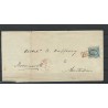 Nederland 2 Willem III op brief FRANCO-kastje in ROOD VFU/gebr CV -,- € Certificaat !