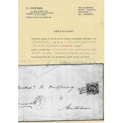 Netherlands 2 Willem III on cover FRANCO-kastje in RED VFU/used CV -,- € Certificate !