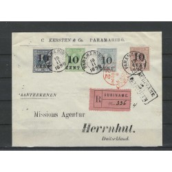 Suriname 29, 31-33  Provisional issue  on Registered cover to Duitsland CV ??? €