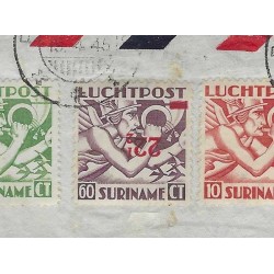 Suriname LP24fa  KOP-staande opdruk op brief naar Curacao CV ??? €